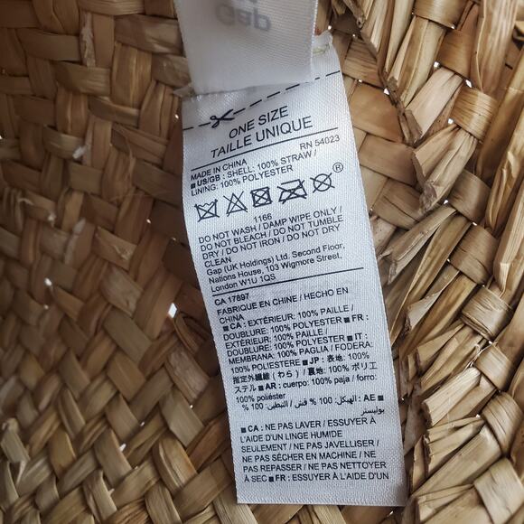 Gap Straw Pom Pom Basket Bag Tan Multi - Picture 15 of 15